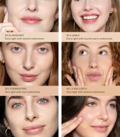 en række billeder, der viser forskellige typer makeup.