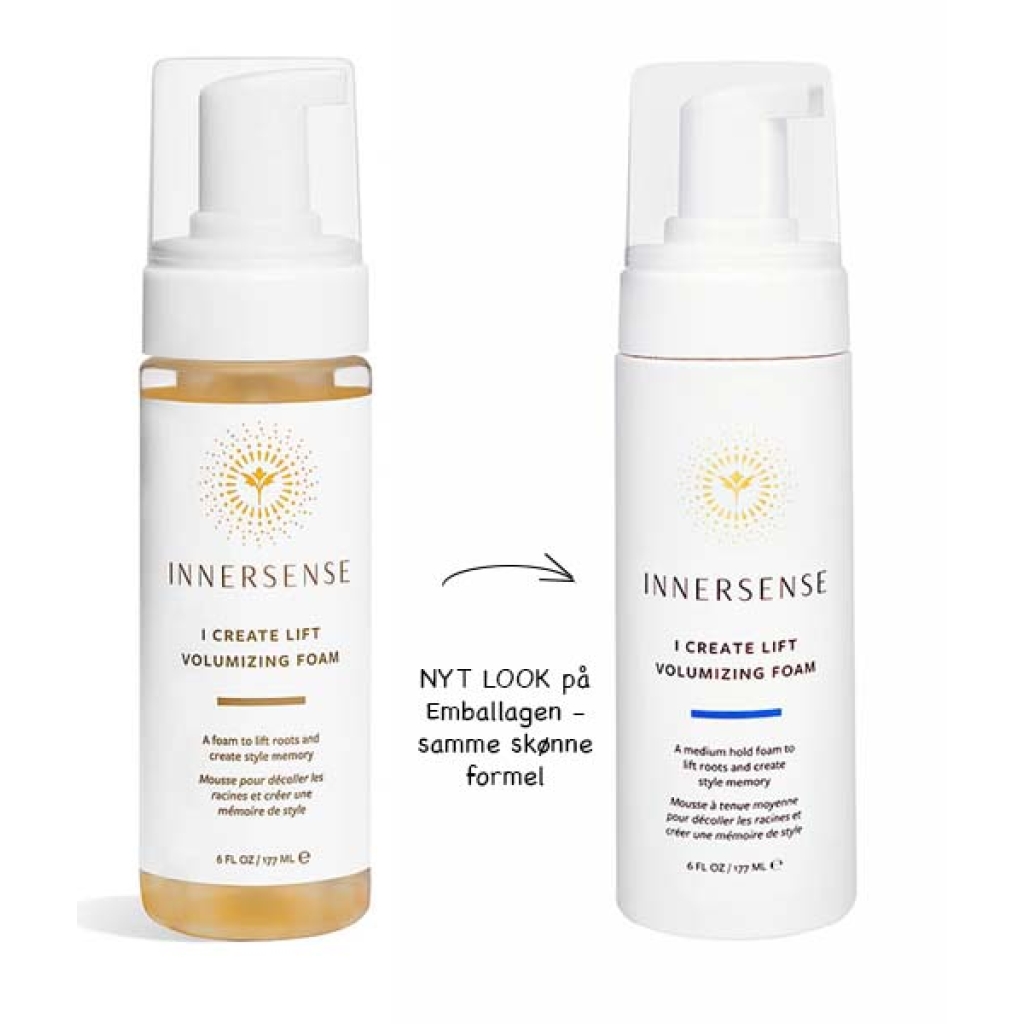 En flaske Innersense i Create Lift Volumizing Foam - Styling 177 ml og en flaske Innersense i Create Lift Volumizing Foam - Styling 177 ml.