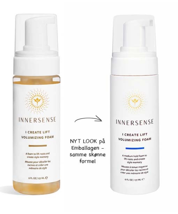 En flaske Innersense i Create Lift Volumizing Foam - Styling 177 ml og en flaske Innersense i Create Lift Volumizing Foam - Styling 177 ml.