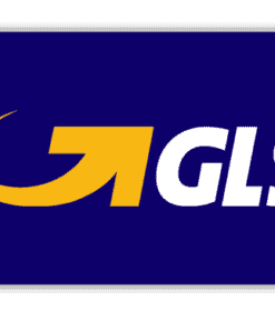 gls-logoet på en blå baggrund.