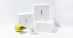en citron, en flaske lotion og en kasse lotion.