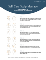 Illustreret guide til at udføre en hovedbundsmassage med Innersense Detox Hair Mask 946 ml til selvpleje og afslapning.
