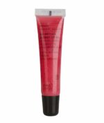 Et rør med pink lipgloss på en hvid baggrund.