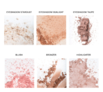 De forskellige typer af Loni Baur The Face Edition 01 - Here You Glow blushes og øjenskygger.