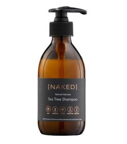 En flaske NAKED - Natural Haircare Tea Tree Shampoo.