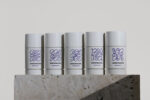 Five Green Born Deo Stick Bitter Sweet 50 g flasker deodorant, der sidder på toppen af en sten.