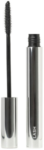 A Loni Baur Lash 01 - Længde, 7,5 ml Sort mascara børste med sort hætte.