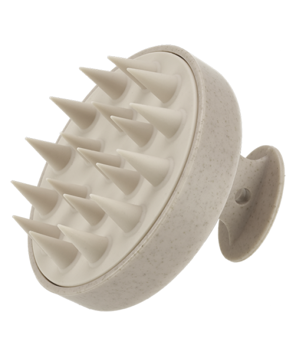 En hvid EFALOCK Greentools Shampoo Brush Beige – 100% Genanvendelig & Nedbrydelig med pigge på.