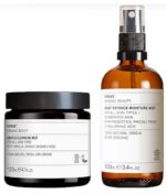 To Evolve Cleanse & Tone Duo-hudplejeprodukter: en krukke med skånsom rensende smelte og en sprayflaske med dagligt forsvarsfugtmist.