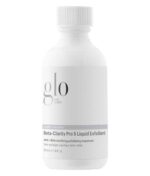 En hvid flaske Glo Hydra-Bright Pro 5 Liquid Exfoliant, 60 ml, med skruelåg. Mærket nævner AHA + BHA eksfolierende behandling.